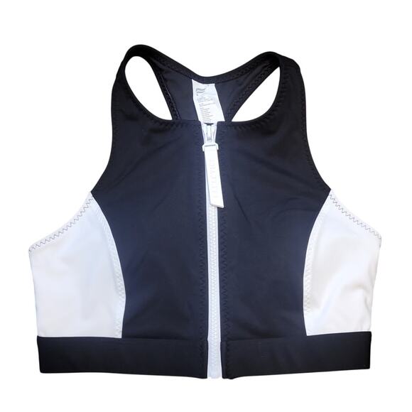 Fabletics Black White Zip Racerback Swim Top XS - Picture 5 of 9